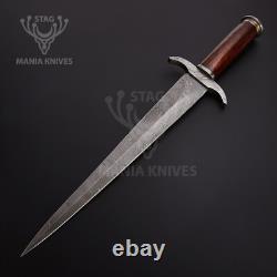 Premium Hand Forged Damascus Steel Hunting Battle Ready Dagger Mini Sword