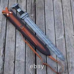 Premium Hand Forged Damascus Steel Hunting Gladiator Battle Ready Medieval Sword