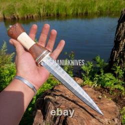 Premium Hand Forged Damascus Steel Hunting Scottish Dirk Dagger Knife Vintage