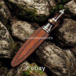 Premium Hand Forged Damascus Steel Hunting Scottish Dirk Dagger Knife Vintage