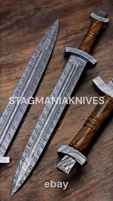 Premium Hand Made Damascus Steel Hunting Battle Ready Combat Mini Dagger Sword