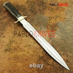 Premium Handmade J2 Steel Hunting Big Dagger Knife Leather Stacked Handle