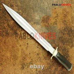 Premium Handmade J2 Steel Hunting Big Dagger Knife Leather Stacked Handle