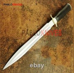 Premium Handmade J2 Steel Hunting Big Dagger Knife Leather Stacked Handle