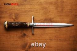 Premium Handmade J2 Steel Hunting Dagger Knives Stag Antler Handle