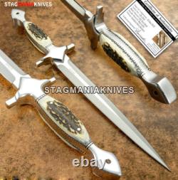 Premium Handmade J2 Steel Scottish Dirk Hunting Dagger Knife Stag Antler Handle