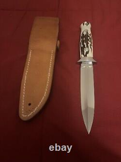 R. W. Loveless Maker Custom Stag Double edge Knife #392-Sheath. Rare