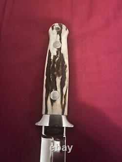 R. W. Loveless Maker Custom Stag Double edge Knife #392-Sheath. Rare