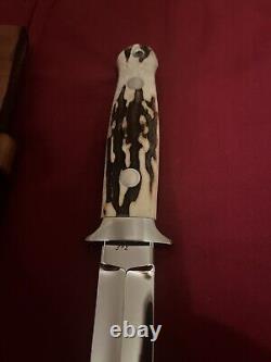 R. W. Loveless Maker Custom Stag Double edge Knife #392-Sheath. Rare