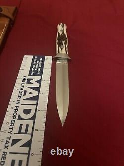 R. W. Loveless Maker Custom Stag Double edge Knife #392-Sheath. Rare