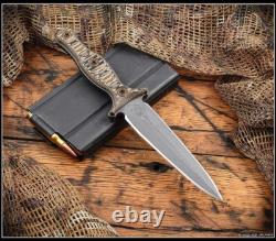 RMJ Tactical Raider Dagger Tungsten Cerakote CPM3V Blade Hyena Brown withSheath