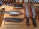 Railroad Spikes 1 Cleaver, 2 Knives, 2 Daggers All With Sheaths For 1 Money