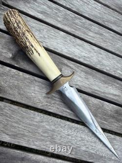 Randall Style Stiletto Trench Dagger Knife Lefty Artisan 01 Carbon Steel Stag