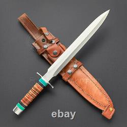 Rare! Custom Handmade Alethia Combat Dagger Bowie Knife Leather Micarta Handle