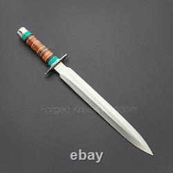 Rare! Custom Handmade Alethia Combat Dagger Bowie Knife Leather Micarta Handle