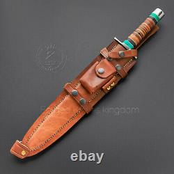 Rare! Custom Handmade Alethia Combat Dagger Bowie Knife Leather Micarta Handle