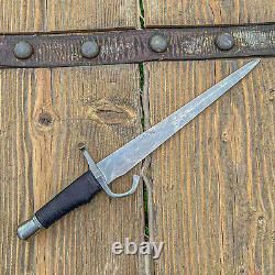 Rare! Custom Handmade Handcrafted parrying dagger Black leather Hardened