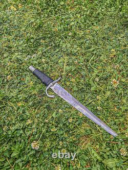 Rare! Custom Handmade Handcrafted parrying dagger Black leather Hardened