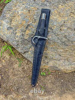 Rare! Custom Handmade Handcrafted parrying dagger Black leather Hardened