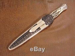 Rare Dagger Custom Knife & Sheath By Jim Ence Collared Hilt & Top Collectible