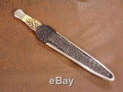 Rare Dagger Custom Knife & Sheath By Jim Ence Collared Hilt & Top Collectible