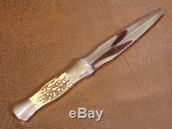 Rare Dagger Custom Knife & Sheath By Jim Ence Collared Hilt & Top Collectible