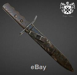 Rare Early 1935 WW2 Italian MSVN Combat Knife / Dagger w Original Sheath