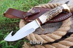 Rare Forged Hunting Dagger Tactical Gut Survival Knife Stag Antler