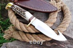 Rare Forged Hunting Dagger Tactical Gut Survival Knife Stag Antler