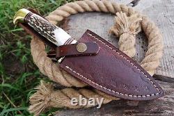 Rare Forged Hunting Dagger Tactical Gut Survival Knife Stag Antler