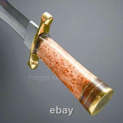 Rare! Handmade D2 Tirshole Dagger Knife Dyed Camel Bone Handle Free Sheath