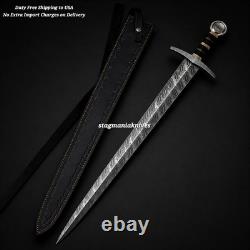 Rare Handmade Damascus Steel Hunting Battle Ready Combat Knight Templer Sword