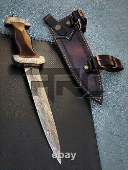 Rare Handmade Wwii German Ss Forged Damascus Steel Dagger Knife Wood Handle