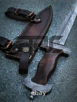 Rare Handmade Wwii German Ss Forged Damascus Steel Dagger Knife Wood Handle