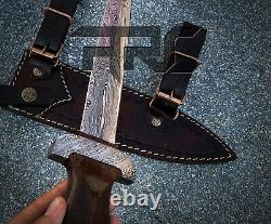 Rare Handmade Wwii German Ss Forged Damascus Steel Dagger Knife Wood Handle