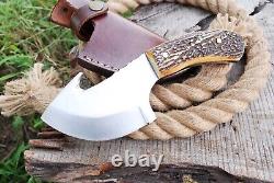 Rare Hunting Dagger Tactical Camp Knife Stag Handle Skinner