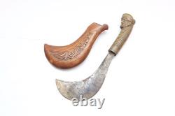 Rare Indonesian Dagger Fighting Sickle Knife with Java Wooden Sheath Bali