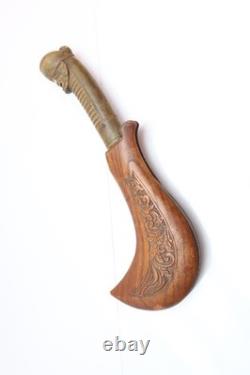 Rare Indonesian Dagger Fighting Sickle Knife with Java Wooden Sheath Bali