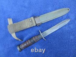 Rare Original Ww2 M3 Fighting Knife Dagger And Sheath Aerial Blade Marked