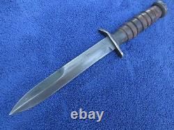 Rare Original Ww2 M3 Fighting Knife Dagger And Sheath Aerial Blade Marked