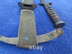 Rare Original Ww2 M3 Fighting Knife Dagger And Sheath Aerial Blade Marked