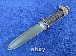 Rare Original Ww2 M3 Fighting Knife Dagger And Sheath Aerial Blade Marked