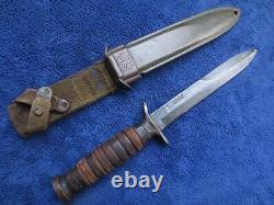 Rare Original Ww2 M3 Fighting Knife Dagger And Sheath Kinfolks Blade Marked