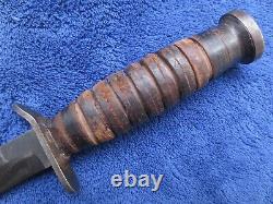 Rare Original Ww2 M3 Fighting Knife Dagger And Sheath Kinfolks Blade Marked