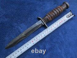 Rare Original Ww2 M3 Fighting Knife Dagger And Sheath Kinfolks Blade Marked