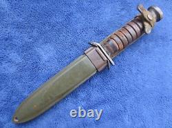 Rare Original Ww2 M3 Fighting Knife Dagger And Sheath Kinfolks Blade Marked