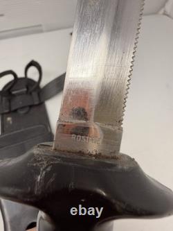 Rare Rostfrei Combat Dagger Knife Black Handle Germany with Holster Holder