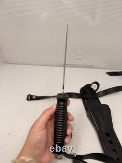 Rare Rostfrei Combat Dagger Knife Black Handle Germany with Holster Holder