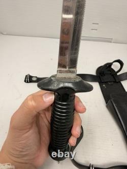 Rare Rostfrei Combat Dagger Knife Black Handle Germany with Holster Holder