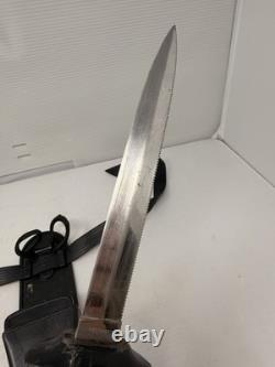 Rare Rostfrei Combat Dagger Knife Black Handle Germany with Holster Holder